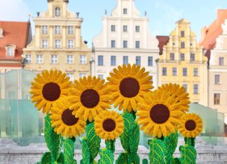 Na wrocławskim Rynku pojawiły się słoneczniki z klocków LEGO! Dzień Życzliwości 2020