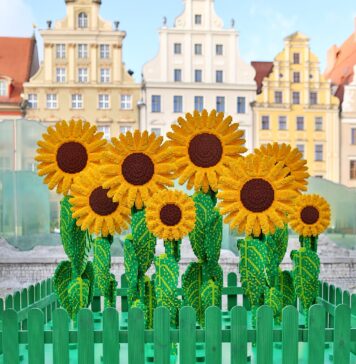 Na wrocławskim Rynku pojawiły się słoneczniki z klocków LEGO! Dzień Życzliwości 2020