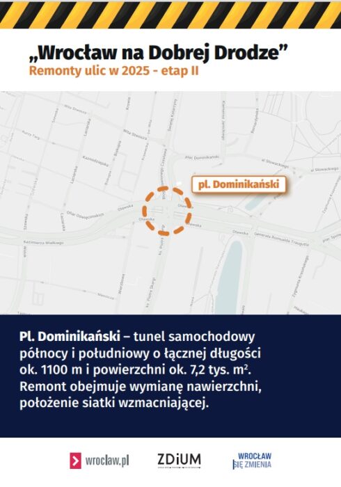 Grafika przedstawia zakres prac na placu Dominikańskim