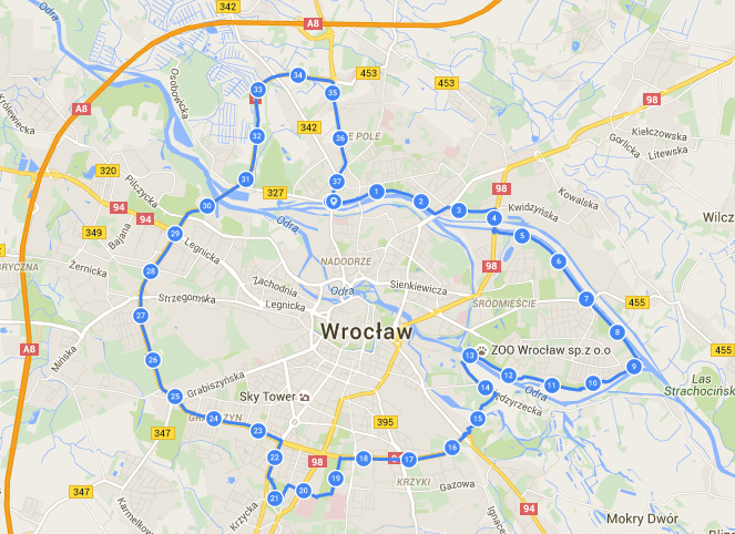 mapa rowerowa wroclawia Trasa rowerowa wokół Wrocławia (38km)