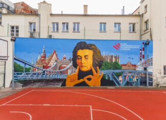 Adam Mickiewicz na tle Wrocławia- nowy mural na Nadodrzu