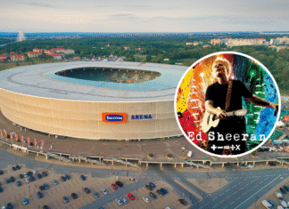 Ed Sheeran na Tarczyński Arena Wrocław już dzisiaj. Jak dojechać na koncert? Na zdjęciu Tarczyński Arena Wrocław oraz Ed Sheeran
