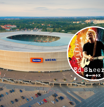 Ed Sheeran na Tarczyński Arena Wrocław już dzisiaj. Jak dojechać na koncert? Na zdjęciu Tarczyński Arena Wrocław oraz Ed Sheeran