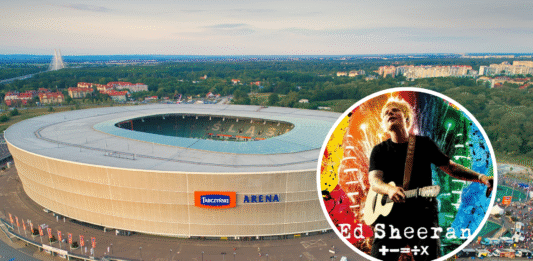 Ed Sheeran na Tarczyński Arena Wrocław już dzisiaj. Jak dojechać na koncert? Na zdjęciu Tarczyński Arena Wrocław oraz Ed Sheeran