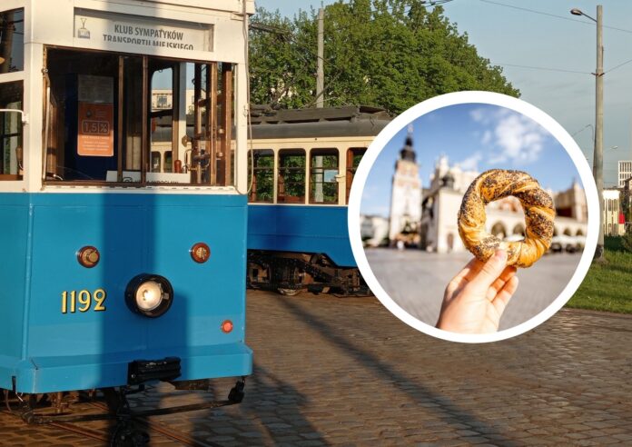 obwarzanek krakowski w tramwaju we Wrocławiu